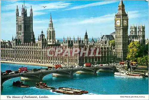 Moderne Karte The Houses of Parliament London  Bateaux