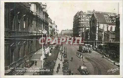 Cartes postales moderne Lyon Place de Cordelier La Bourse et l Eglise Saint Bonaventure Tramway Automobile