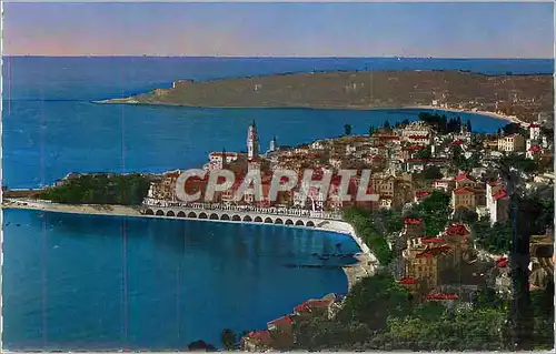 Cartes postales moderne Menton Vue generale Au fond Le Cap Martin