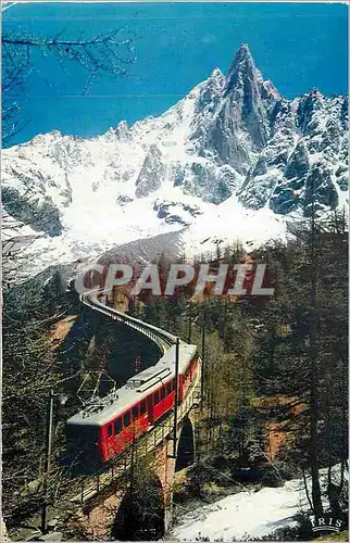 Cartes postales moderne Chamonix Mont Blanc Le Chemin de fer du Montenvers et l'Aiguille du Dru Funiculaire