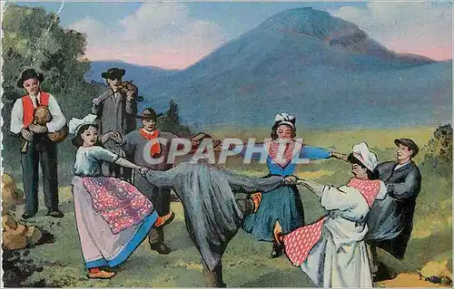 Moderne Karte Types d'Auvergne La Bourree Folklore