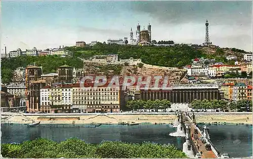 Moderne Karte Lyon Le Palais de Justice et Colline de Fourviere