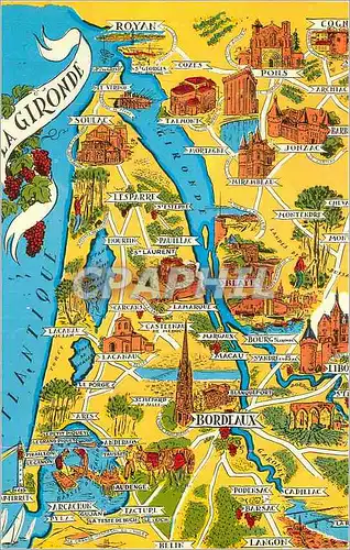 Moderne Karte Les Provinces Francaises La Gironde Bordeaux