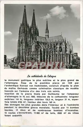 Cartes postales moderne Cologne La Cathedrale