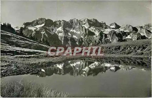 Moderne Karte Champery Planachaux le Petit Lac de Ripaille et les Dents Blanches