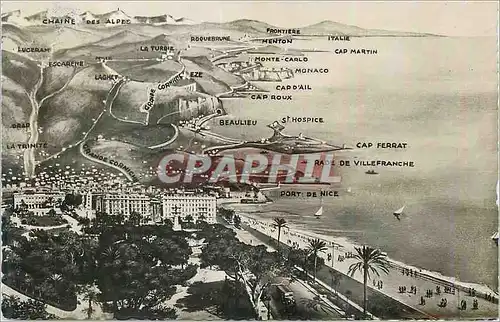 Cartes postales moderne Panoama de la Nice a la Frontiere Italienne