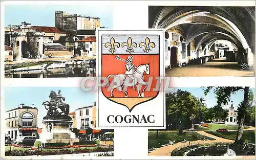 Moderne Karte Cognac (Charente) Les Tours Chais Otard Francois Ier Hotel de Ville Au Centre