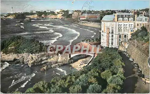 Cartes postales moderne Biarritz (Basses Pyrenees) Vue Generale sur le Basta La Grande Plage et le Phare