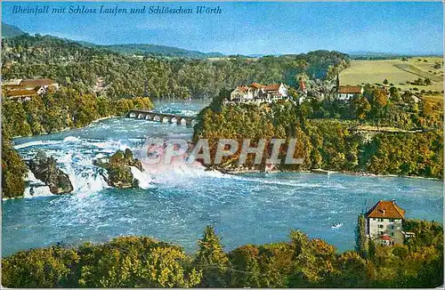 Moderne Karte Rheinfall mit Schloss Laufen und Schlosschen Worth