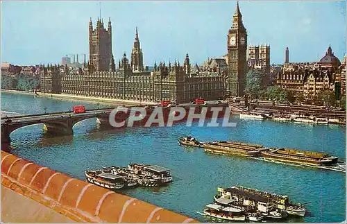 Cartes postales moderne London Houses of Parliament Westminster Bridge Bateaux