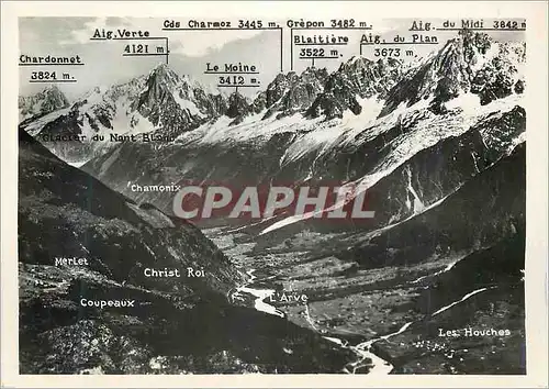 Cartes postales moderne Vallee de Chamonix et les Grandes Aiguilles