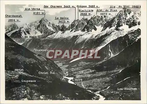 Moderne Karte Vallee de Chamonix et les Grandes Aiguilles