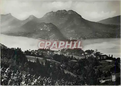 Moderne Karte Lac d'Annecy Talloires et Duingt Vue Generale