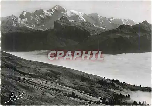 Moderne Karte Aux environs de Gets et de Morzine Le Mont Blanc vu de Ranfoly