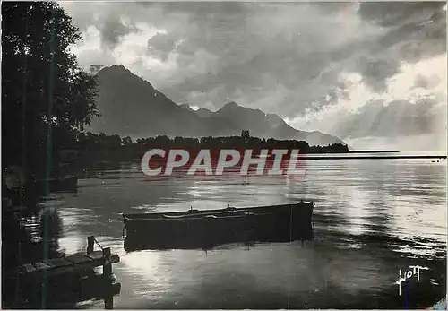 Moderne Karte Evian les Bains (Hte Savoie) Crepuscule sur le Lac Leman