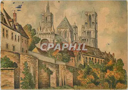 Cartes postales moderne Laon Les Ramparts et la Cathedrale