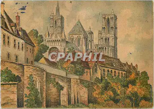 Moderne Karte Laon Les Ramparts et la Cathedrale