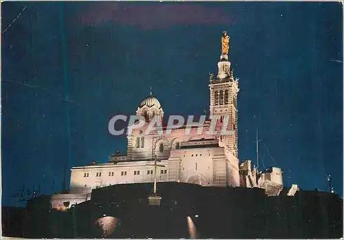 Cartes postales moderne Marseille La Nuit Basilique de Notre Dame de la Garde