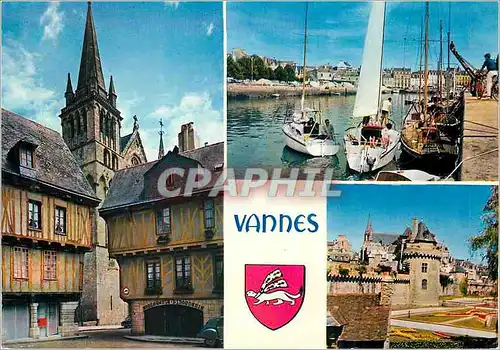 Moderne Karte Vannes (Morbihan) La Bretagne en Couleurs Les Vieux Quartiers Les Remparts et le Port Bateaux