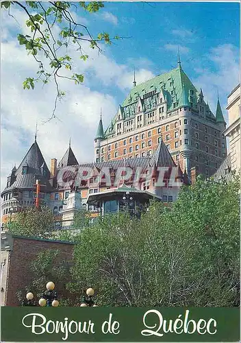 Moderne Karte Bonjour du Quebec Chateau Fontenac