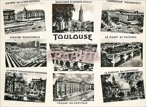 Cartes postales moderne Souvenir de Toulouse La Ville Rose Entree de la Rue Bayard Basilique St Sernin Carrefour Rooseve