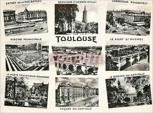 Moderne Karte Souvenir de Toulouse La Ville Rose Entree de la Rue Bayard Basilique St Sernin Carrefour Rooseve