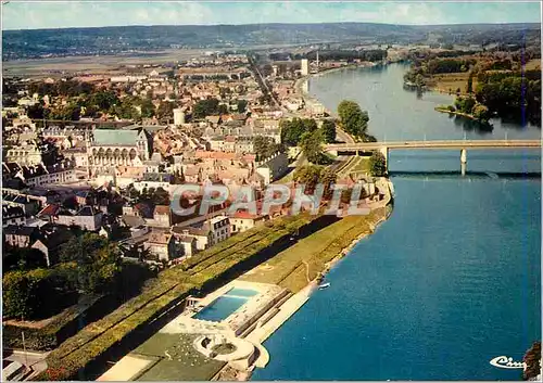 Moderne Karte Vernon (Eure) Vue Generale aerienne La Piscine et la Bord de la Seine