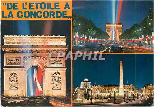 Cartes postales moderne Les Merveilles de Paris L'Arc de Triomphe de l'Etoile Les Champs Elysees Place de Concorde