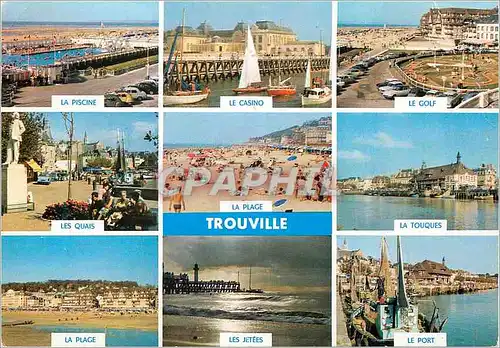 Cartes postales moderne Trouville La piscine Le casino Le golf Les quais Le port