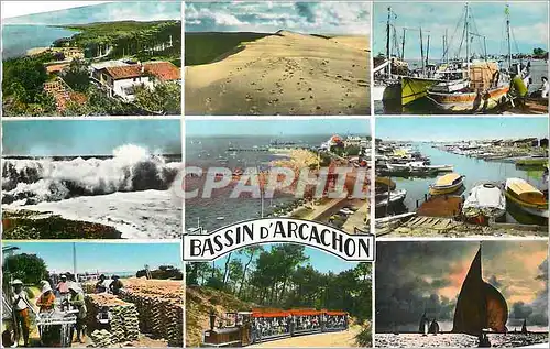 Cartes postales moderne Bassin d'Arcachon La Corniche du Pyla Grosse Vague a L'Ocean La Chaulange des Tuiles Train Batea
