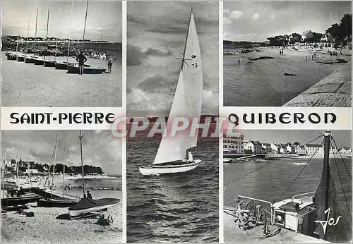 Moderne Karte Saint Pierre Quiberon (Morbihan) Bretagne Bateau