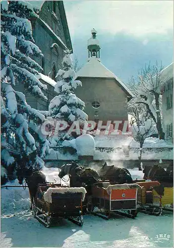 Cartes postales moderne Megeve (Haute Savoie) Altitude 1110 m Les Traineaux Place de l'Eglise