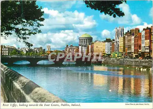 Moderne Karte Dublin Ireland River Liffey Looking Towards the four Courts