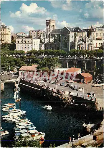 Cartes postales moderne Biarritz (B P) Port des Pecheurs et Eglise Sainte Eugenie Bateaux