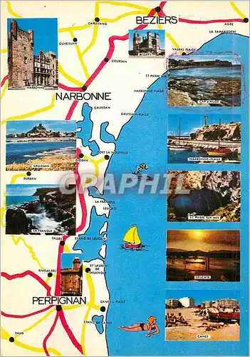 Moderne Karte Souvenir Regional Perpignan Narbonne Beziers