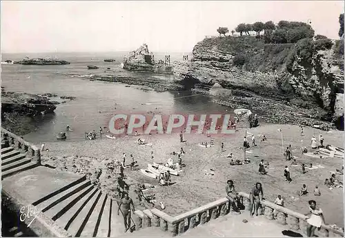 Moderne Karte Biarritz (Basses Pyrenees) La Plage du Port Vieux et le Rocher de la Vierge