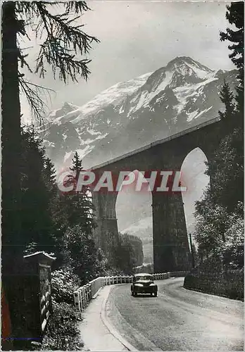 Moderne Karte Massif du Mont Blanc Viaduc de Sainte Marie et Mont Blanc (4807 m) Automobile