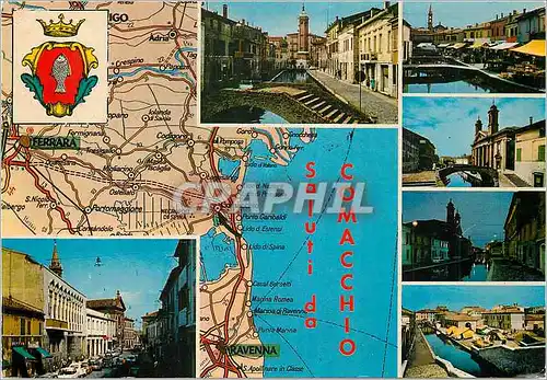 Cartes postales moderne Saluti da Comacchio Dalla Carta Automobilistica