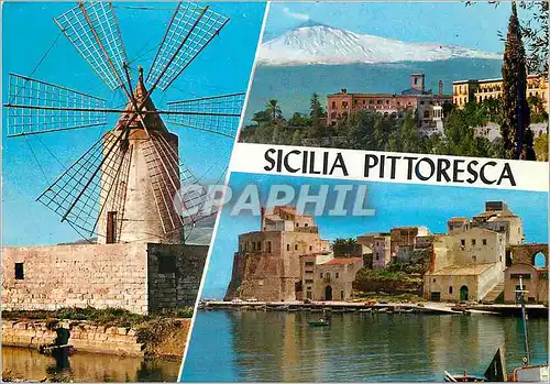 Cartes postales moderne Sicilia Pittoresca Moulin