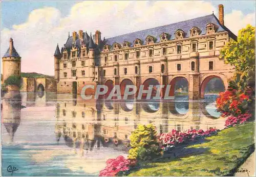 Moderne Karte Chateau de Chenonceau Fracade Occidentale