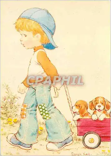 Moderne Karte Enfant Chiens Chiots