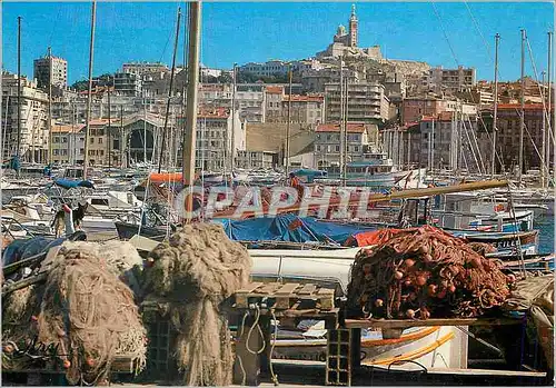 Moderne Karte Marseille Le Vieux Port et le Theatre de la Criee Bateaux