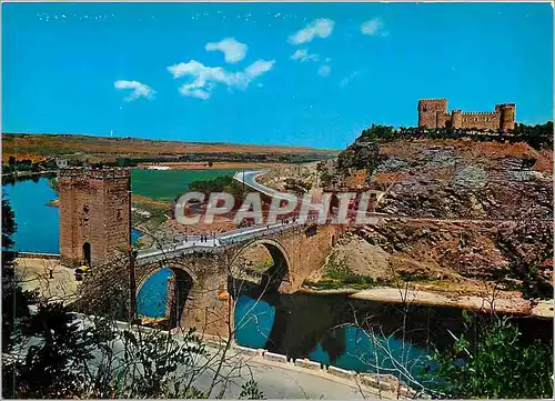 Moderne Karte Toledo Pont Aleantara et Chateau de Saint Fermand