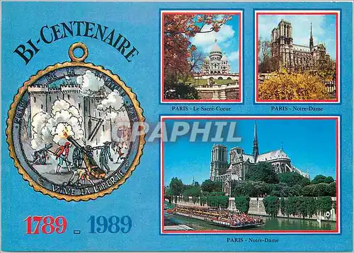 Cartes postales moderne Paris Le Sacre Coeur Notre Dame Bi Centenaire 1789 1989