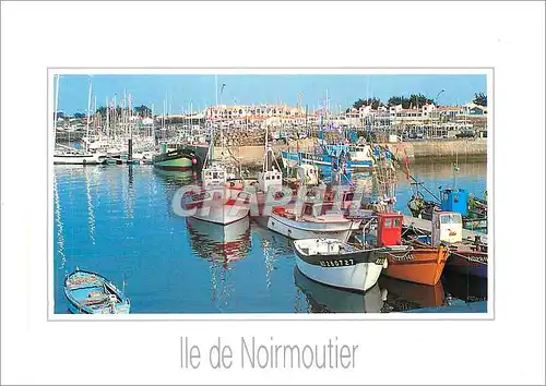 Moderne Karte Ile de Noirmoutier Vendee Vue d'Ensemble du Port Bateaux