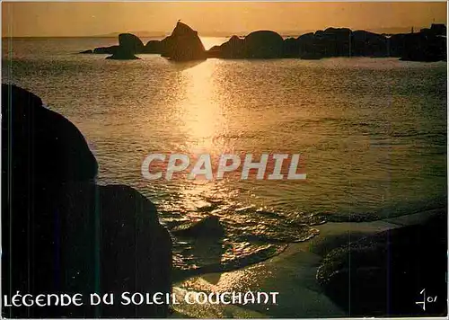 Moderne Karte la Bretagne en Couleurs Coucher de Soleil sur la Cote Bretonne