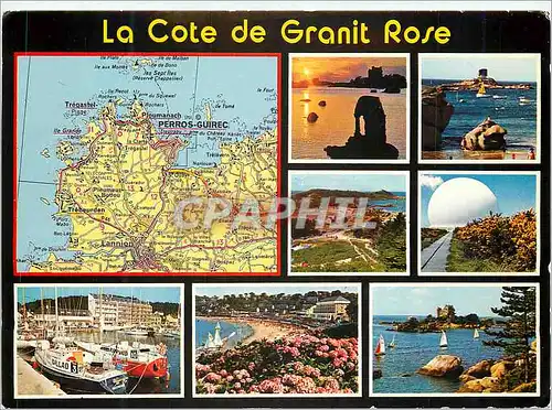 Moderne Karte La Cote de Granit Rose la Crique de St Guirec au Couchant