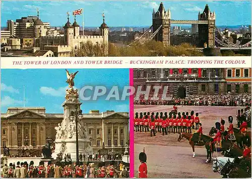 Cartes postales moderne The Tower of London and Tower Bridge Bickingham Palace Trooping the Colour Militaria