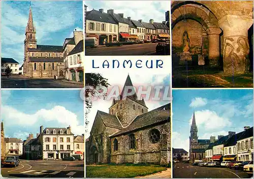 Moderne Karte Lanmeur L'Eglise La Place La Crypte de IXe Siecle et la Chapelle Notre Dame de Kernitron
