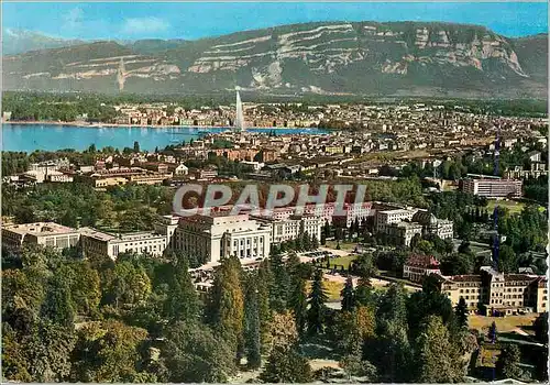 Cartes postales moderne Geneve Palais de l'ONU et la Ville vue d'avion